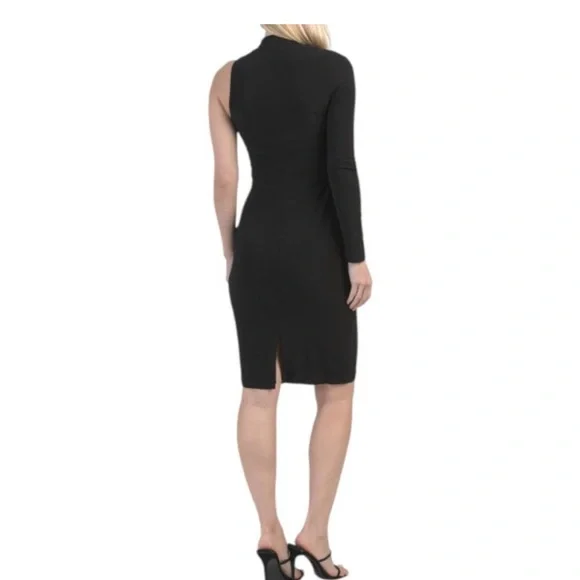 Betsy & Adam Black One-Shoulder Long Sleeve Sheath Dress Size 6 NWT - Picture 3 of 9